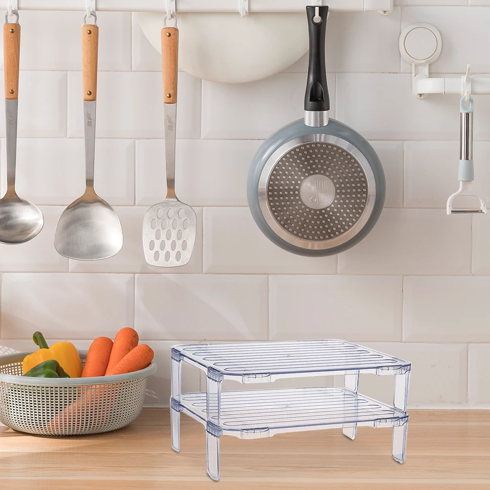

2Pcs Kitchen Storage Rack Stackable Organizer Resistant Refrigerator Fridge Storage Rack for Bowls Plates Cooking
