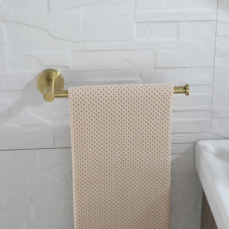 Luxury Brushed Gold Towel Ring Stainless Steel Towel Holders Wall Mounted Towel Shelf Rack Bathroom Accessories Fashion Design