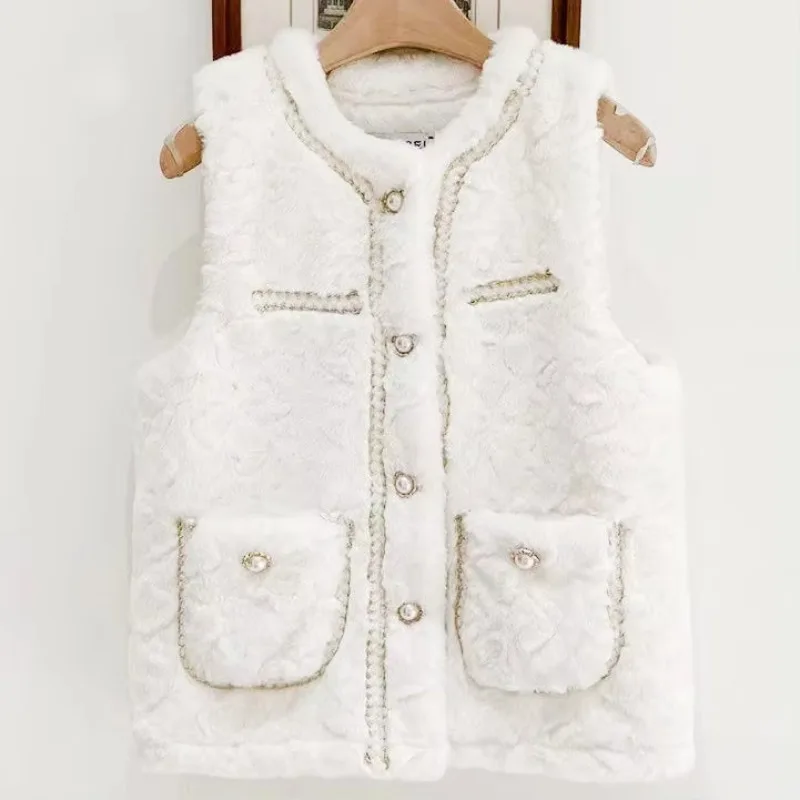 Gilets en Fausse Fourrure pour Femmes, Style Coréen, Simple, Décontracté, Chaud, Doux, en Peluche, Urbain, à la Mode, Assortis avec Tout