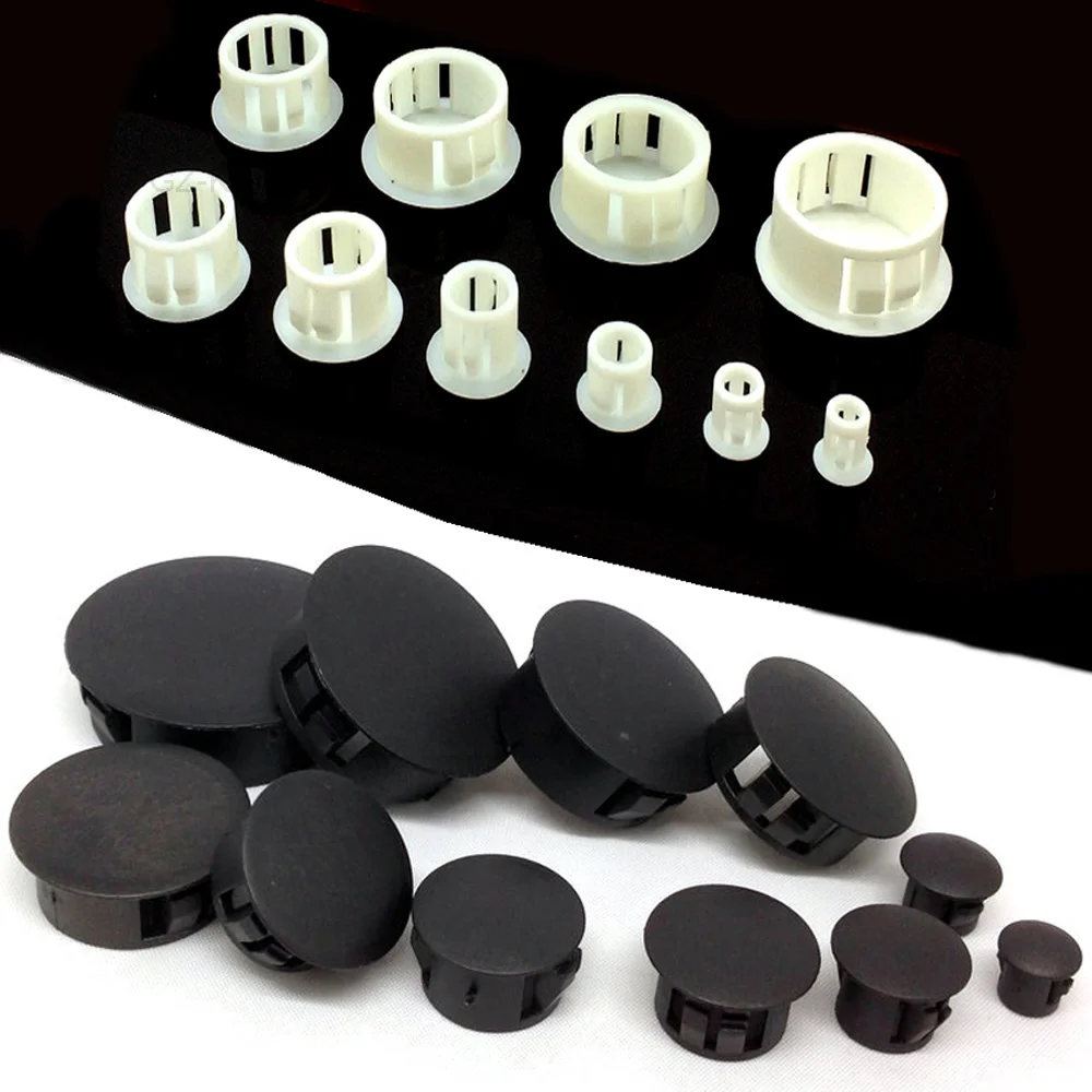 20 pcs round plastic black/white caps pipe caps plug Bung 6mm,50mm