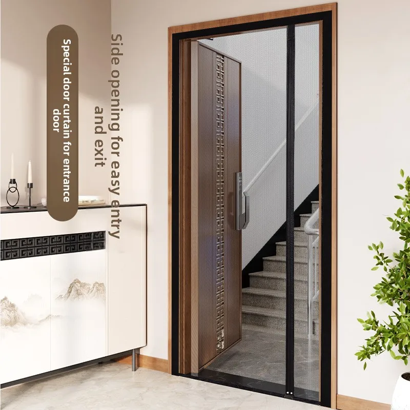 2026new-high-end-mosquito-proof-magnetic-door-curtain-for-summer-side-opening-with-self-adhesive-velcro-curtain