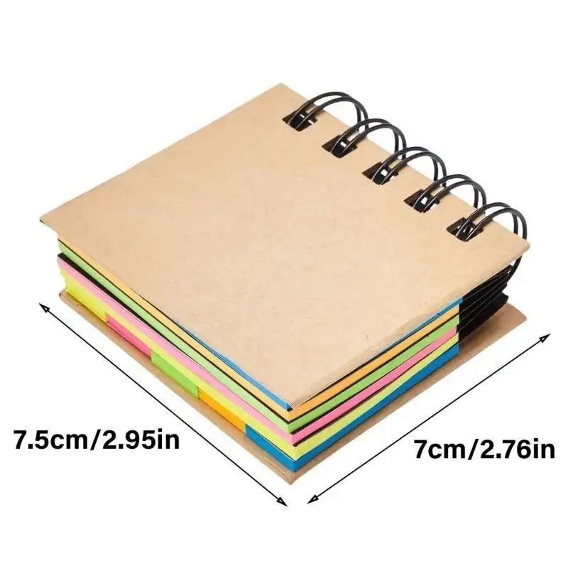 Spiral Sticky Note Combo Notebook Hard Cover Colorful Memo Pages for Students Exam Revision Class Note Taking