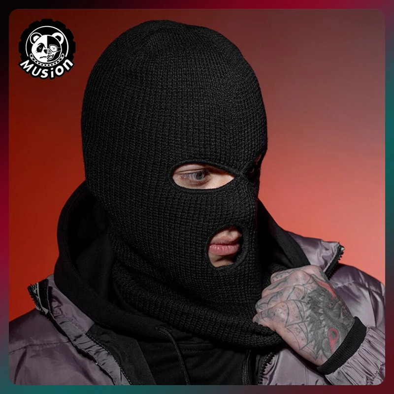 Pasamontañas Musion de 3 agujeros para montar en Ninja, máscara a prueba de viento, diseño elástico cálido a la moda, para montar en motocicletas, acampar, juego de rol, 1 ud.
