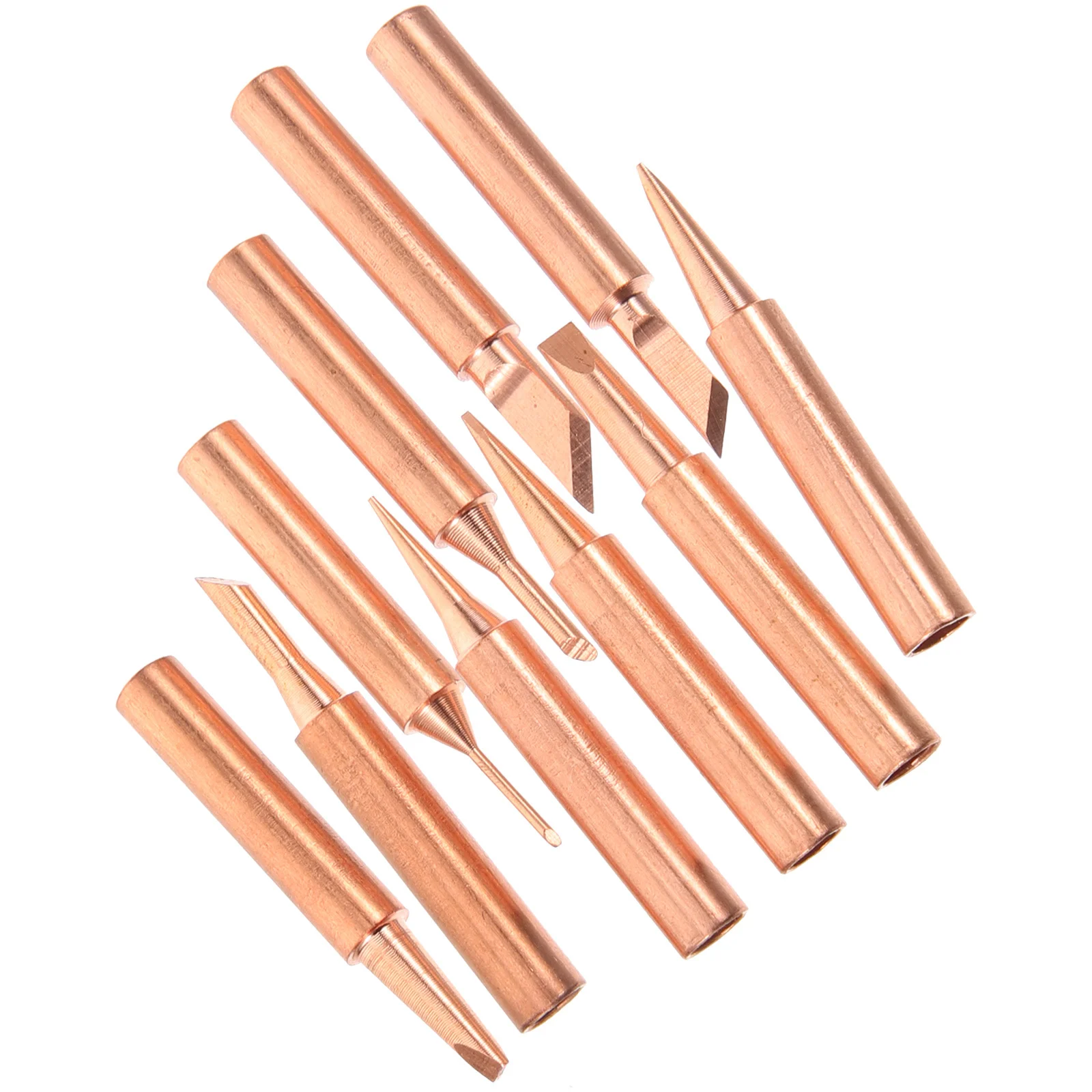 10Pcs Soldering Iron Tips Copper Material Lightweight Portable Replacement Welding Tips for Electronics Soldering Tool