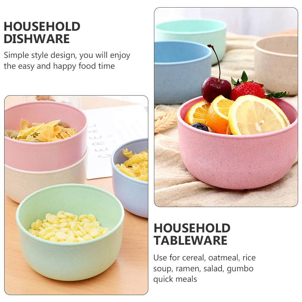 

12pcs Wheat Straw Tableware Set Household Food Serving Bowl Multifunctional Kitchen Supplies Lightweight Pure Color for Cereal