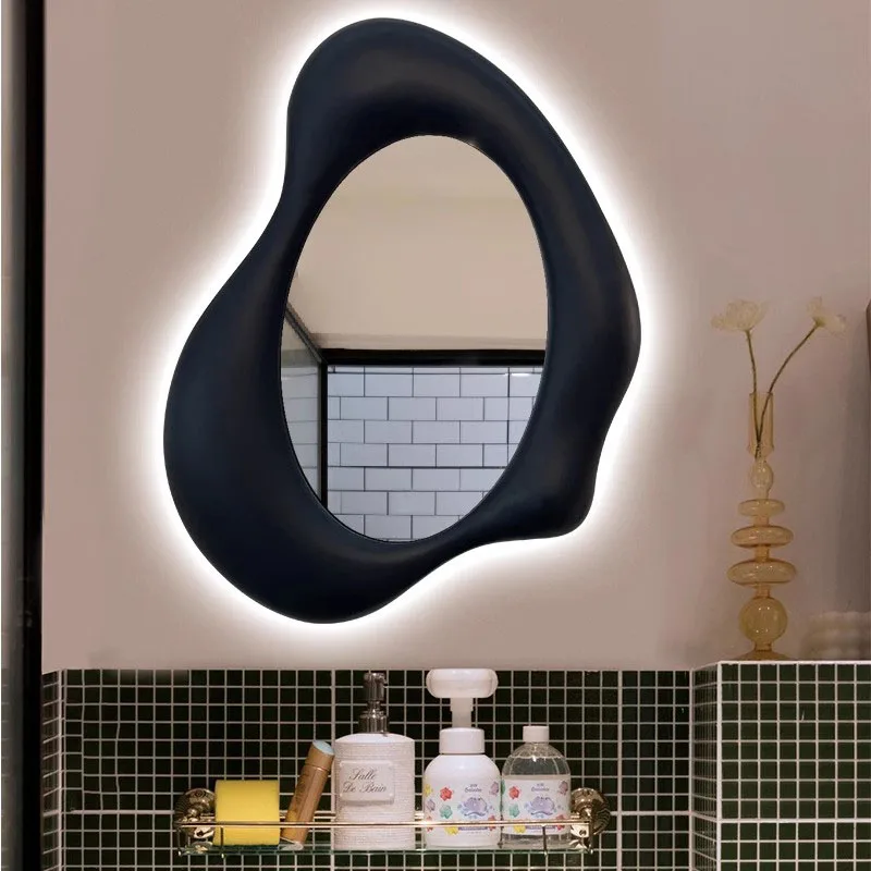 Makeup Funky Mirror Item Bathroom Compact Black Items Desk Cosmetics Portable Garden Mirror Barber Spiegel Wand Home Decorations