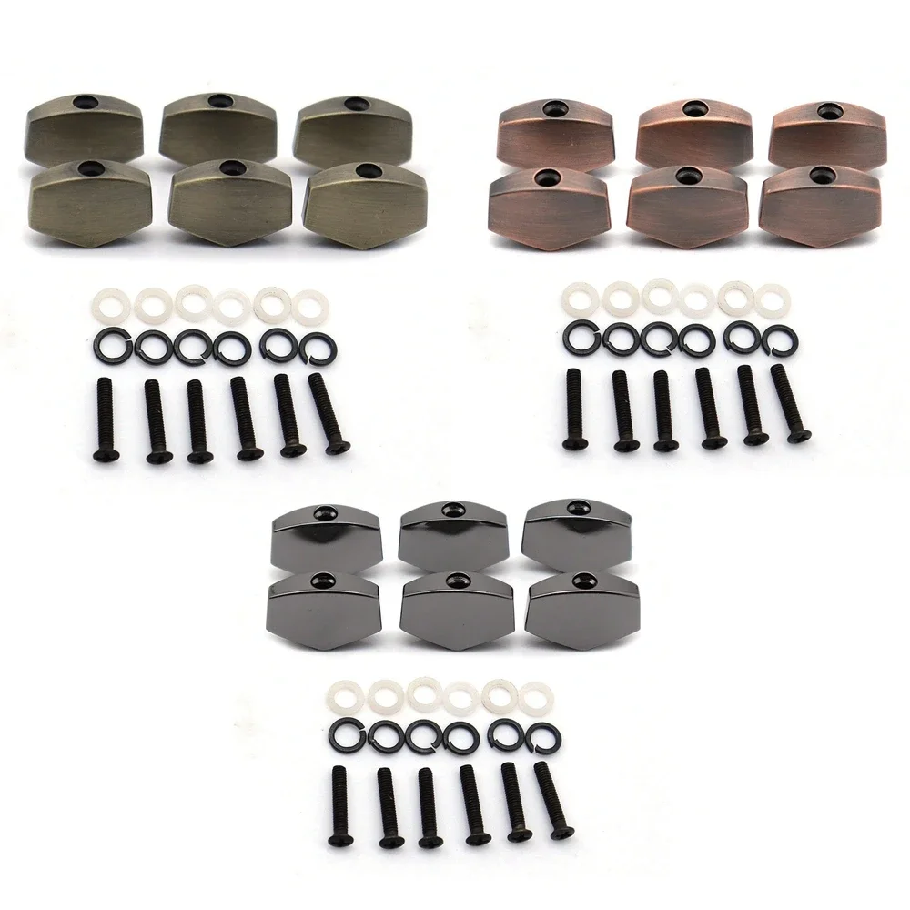 

6pcs Guitar Tuners Machine Head Buttons Metal Tuning Key Square Buttons Head