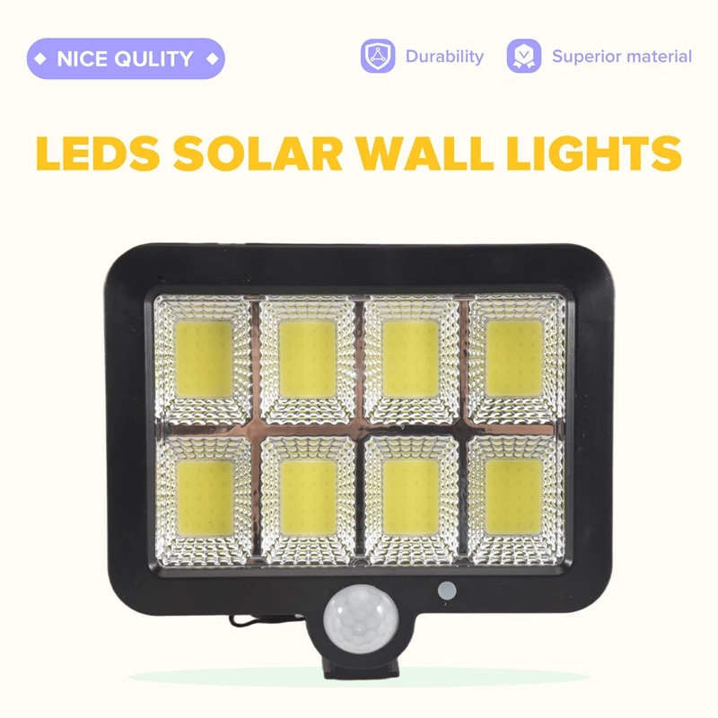 ABDE-2Pc 2000 Lumen 160 Leds Solar Wall Lights IP65 Waterproof Wired Motion Sensor Security Flood Light 360 Degree Adjustable