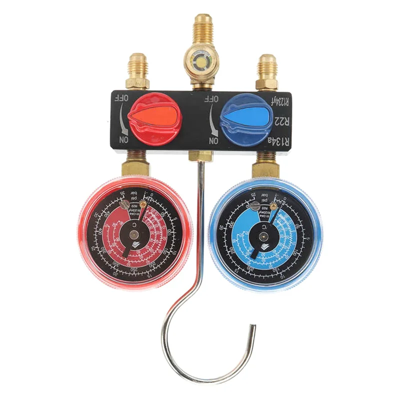 ABLQ 2X HS-M01 Kältemitteldiagnose-Verteilermessgerät G1/4 Zustand Manometer Manometer für R22/R1234yf