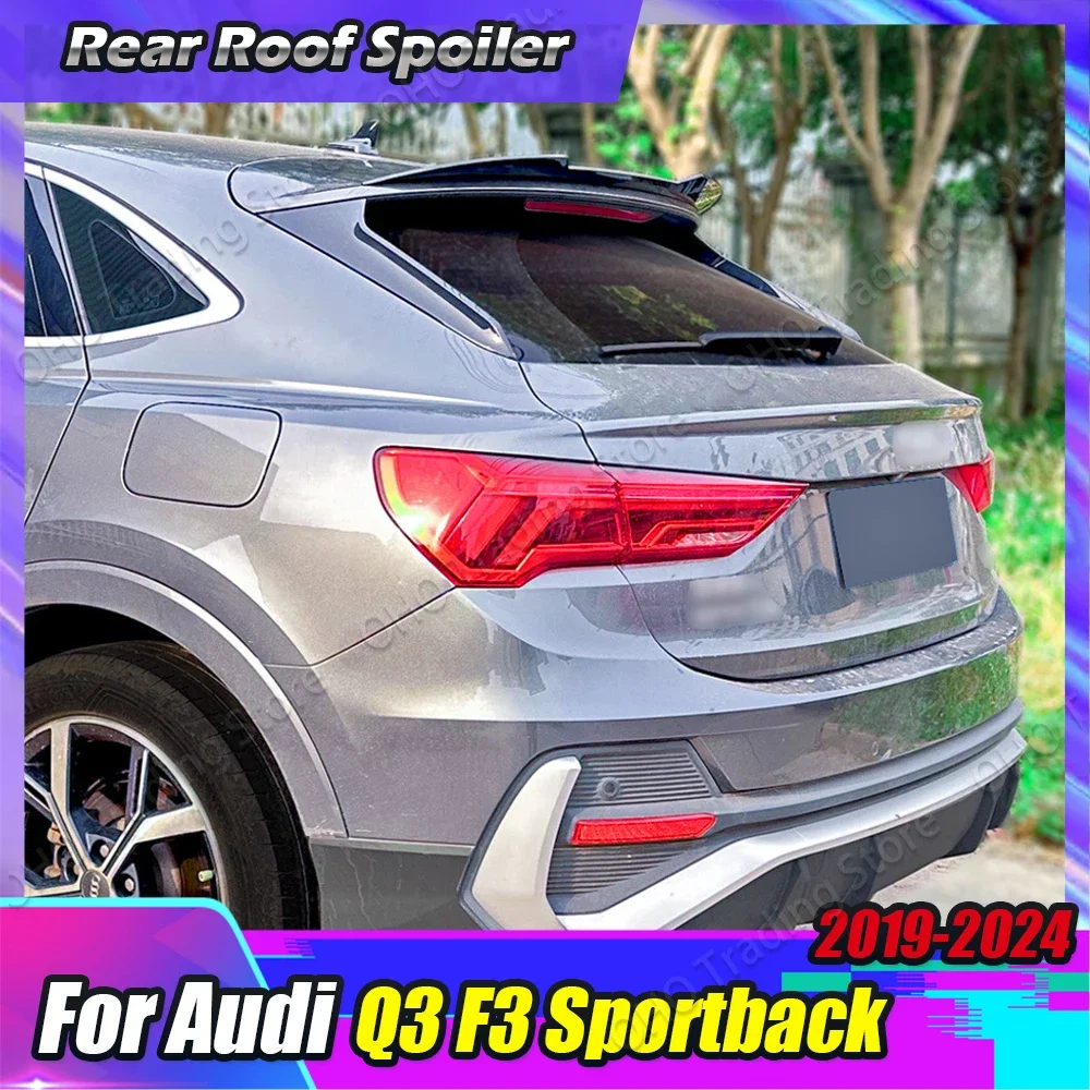 M4 Style V Style Car Rear Trunk Mid Spoiler For AUDI Q3 F3 Sportback S line 2019-2024 Tailgate Roof Middle Tail Wing Body Kit