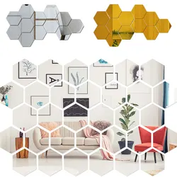 3D Mirror Wall Sticker Hexagon Acrylic Self Adhesive Tile Decals Honey Comb Mirror Decal for Living Room Bedroom DIY Home Decor