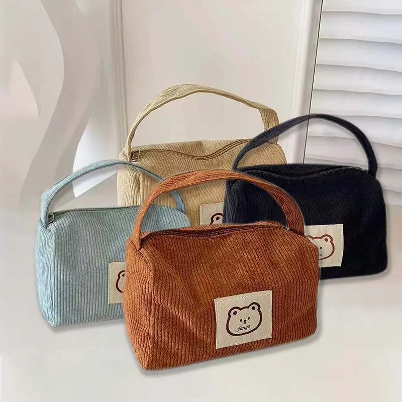 Neceser de maquillaje para mujer, bolso de pana, bolso de gran capacidad moderno, suave y cómodo, neceser