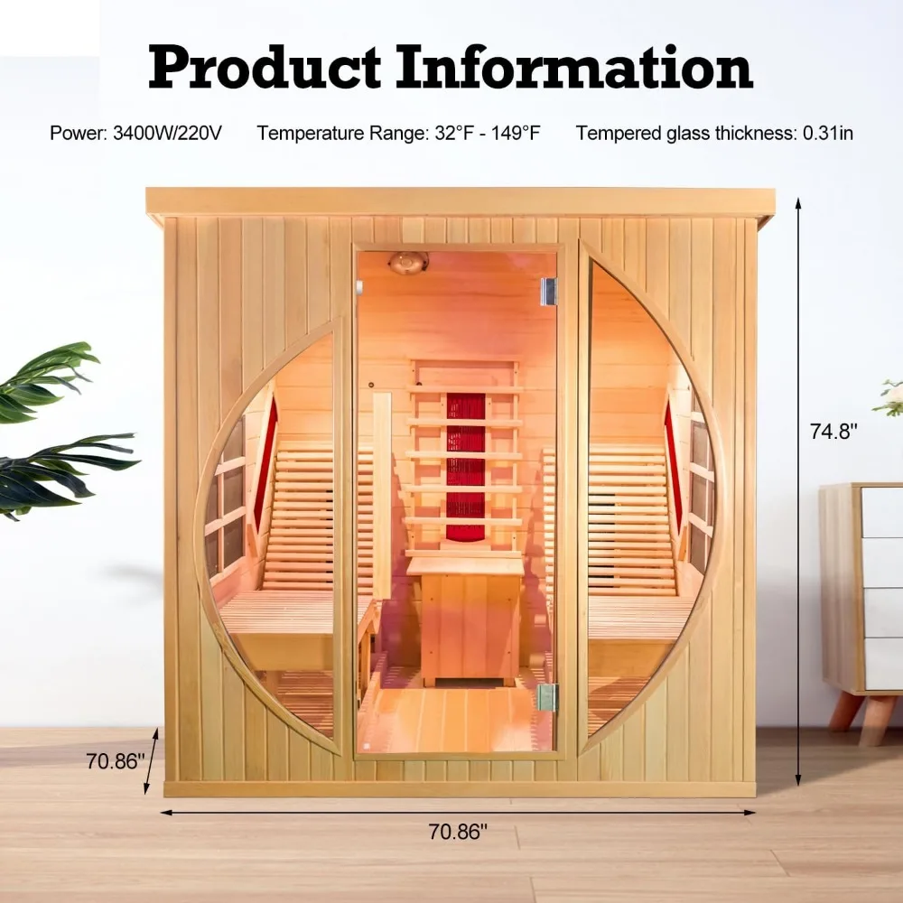 2-osobowa drewniana sauna dalekiej podczerwieni z rozkładanym fotelem, luksusowa sauna wewnętrzna Hemlock z 10 grzejnikami, saunas z barem tlenowym