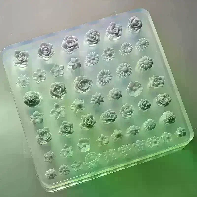 Silicone 3D Mini Flower Mold With Rose Patterns Non Stick Easy Release Perfect For DIY Nail Art Carving Silicone Template