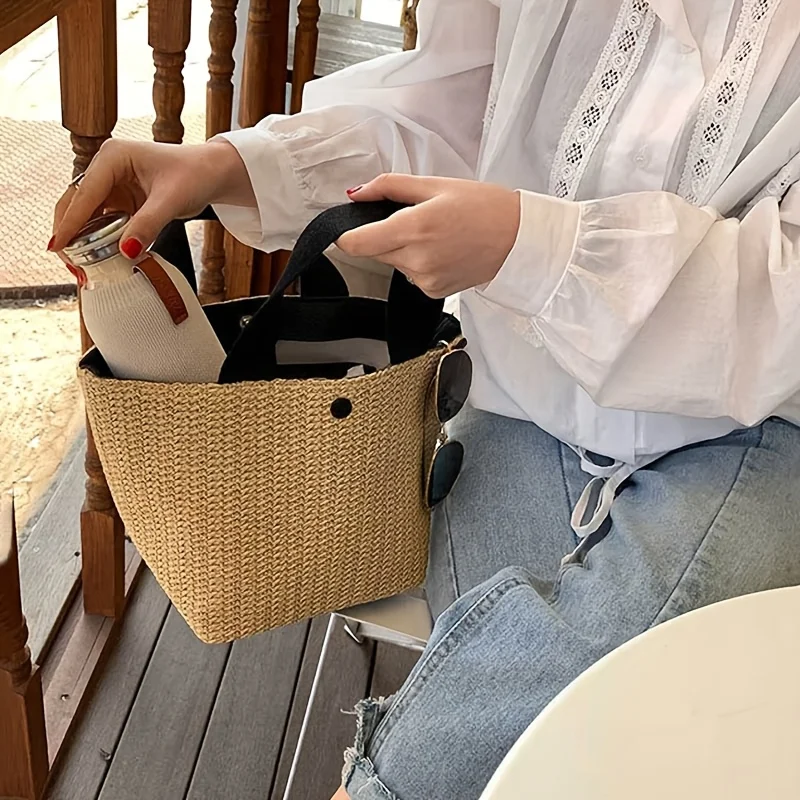 New seaside summer beach vacation versatile woven bag - retro handbag - casual woven grass bag