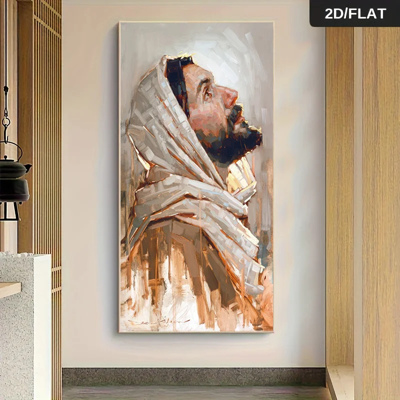 1pc frameless Canvas Painting 1 piece of this religious figure oil painting depicts a contemplative man wearing a headscarf with