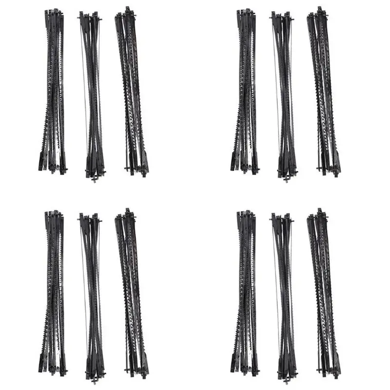 A98E-144Pcs Scroll Saw Blades 127Mm Carbon Steel Fretsaw Blades With Cross Pin 15/18/24 Teeth Standard Fine Cut Saw Blades
