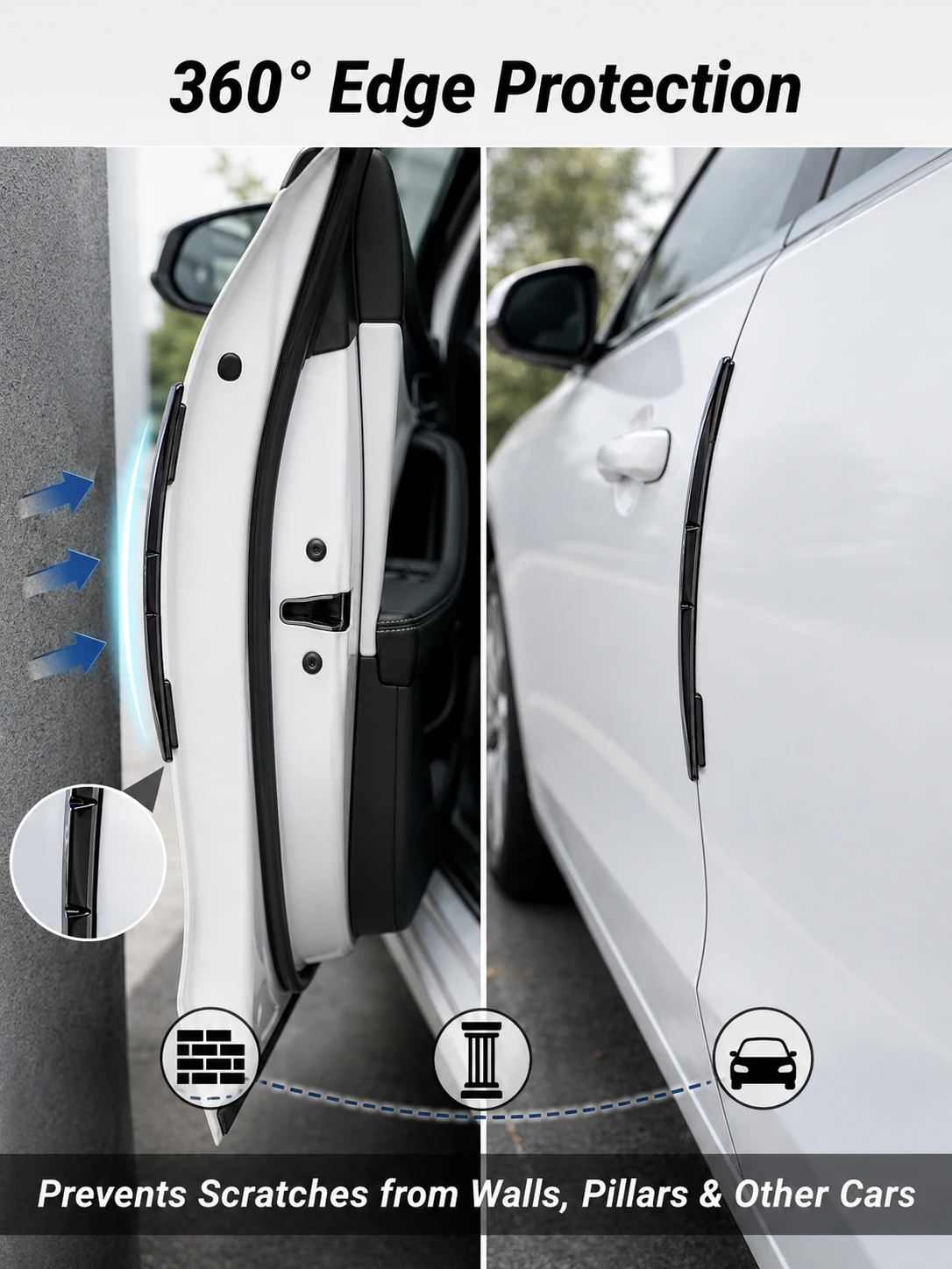 4 Stück Universeller Autotür-Kantenschutzstreifen Anti-Kratz Anti-Kollisions-PVC-Schutzleiste für Limousine SUV MPV – Detail 2
