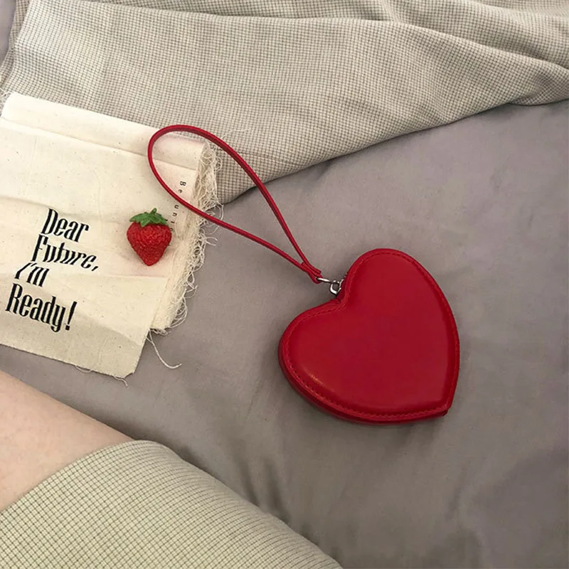 

PU Leather Heart Bag Coin Purses for Women Cute Children's Handbag Wallet Designer Original Kawaii Wallets for Girl Dropshipping