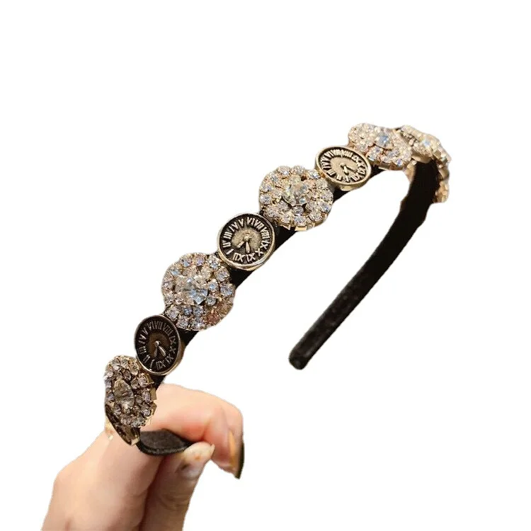 Модные Нескользящие ленты для волос с жемчугом и стразами, эластичные женские обручи с цветком, повязка на голову, ободок, аксессуары для волос для девочек, головной убор