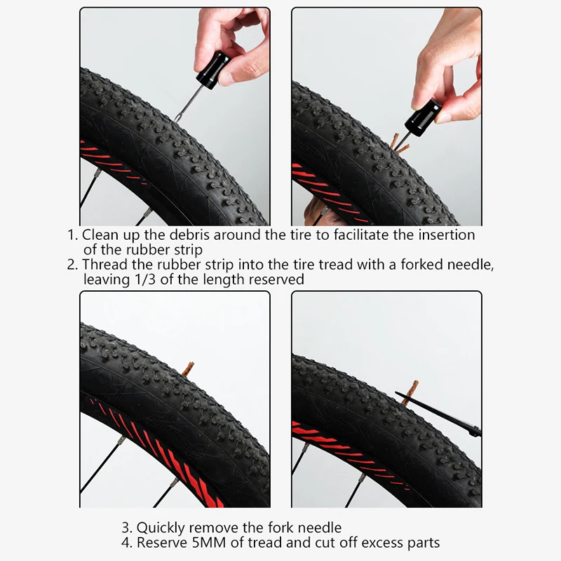 1Set Portable Mini Tire Repair Tool Kit Universal Motorcycle Bicycle Tubeless Tire Urgent Repair Rubber Stripes Sets Accessories