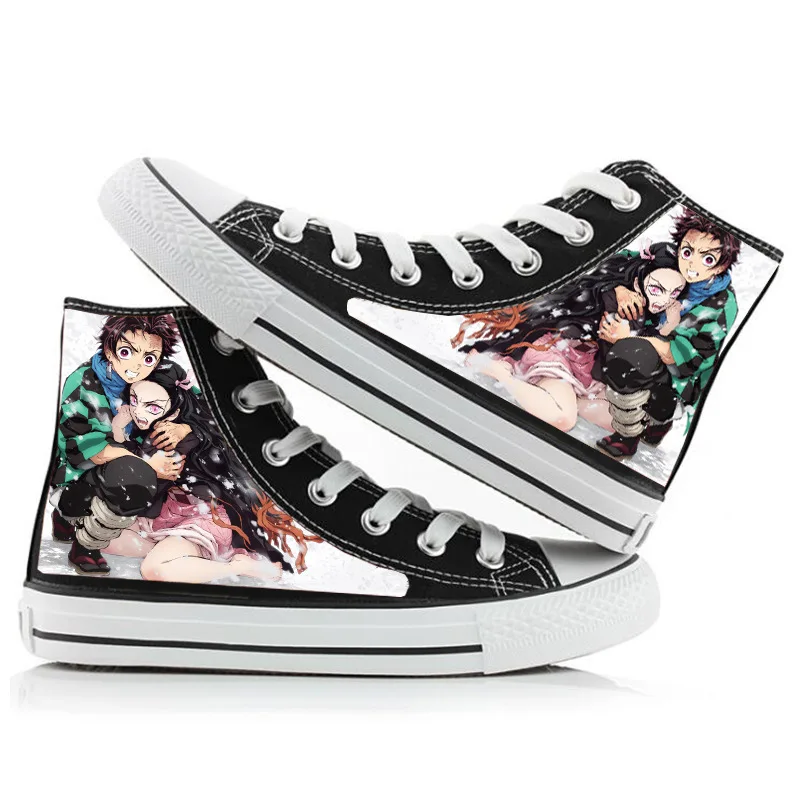 Demon Slayer Cartoon Anime Sneakers Kimetsu No Yaiba Tanjirou Nezuko Zenitsu Cosplay Casual High Top Shoes Anime Running Shoes