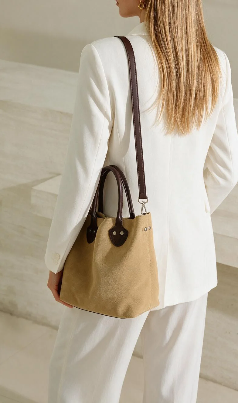 Niche Design Tote Bag, Large Capacity Vintage Luxury Suede Handbag, Minimalist Versatile Casual Bag for Women