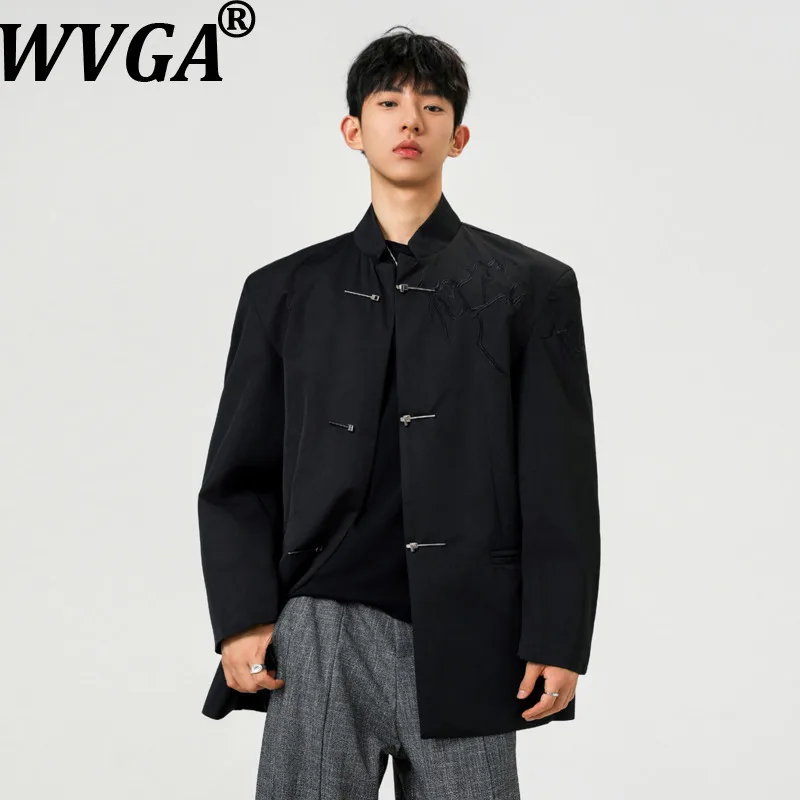 

WVGA Spring Autumn New Man Tide Embroidery Design Trendy Oversized Blazer Niche Chic Casual Chinese Style Jackets Ins Y2K W20248