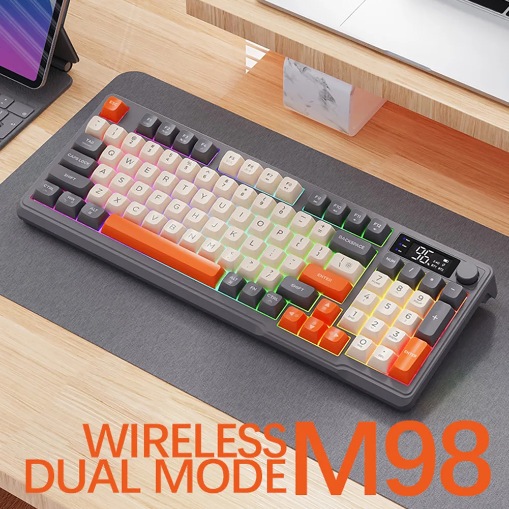 Imagem -02 - Teclado Bluetooth sem Fio M96 Modo Dual 2.4g Bt5.0 94 Teclas Rgb Retroiluminado Hot Swappable Jogos pc Laptop