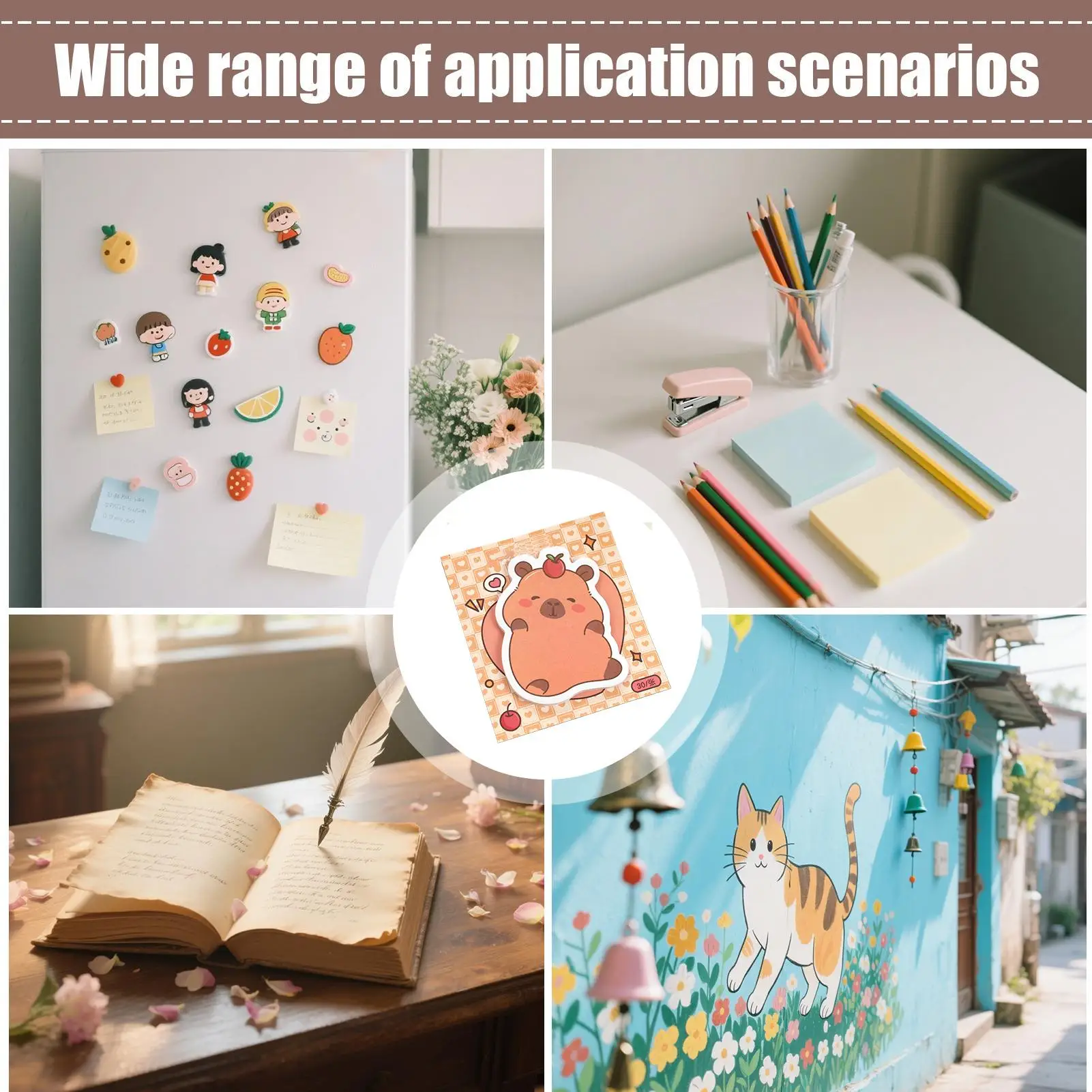 Fun Sticky Notes Capybara Adhesive Noting Decals 30 Sheet Aesthetic Sticky Notes For Desk Wall Backpack Work Kids Adults Girls