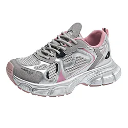 Zapatos vulcanizados transpirables para mujer, zapatillas informales con plataforma, suela gruesa, para correr, grandes, novedad de 2024