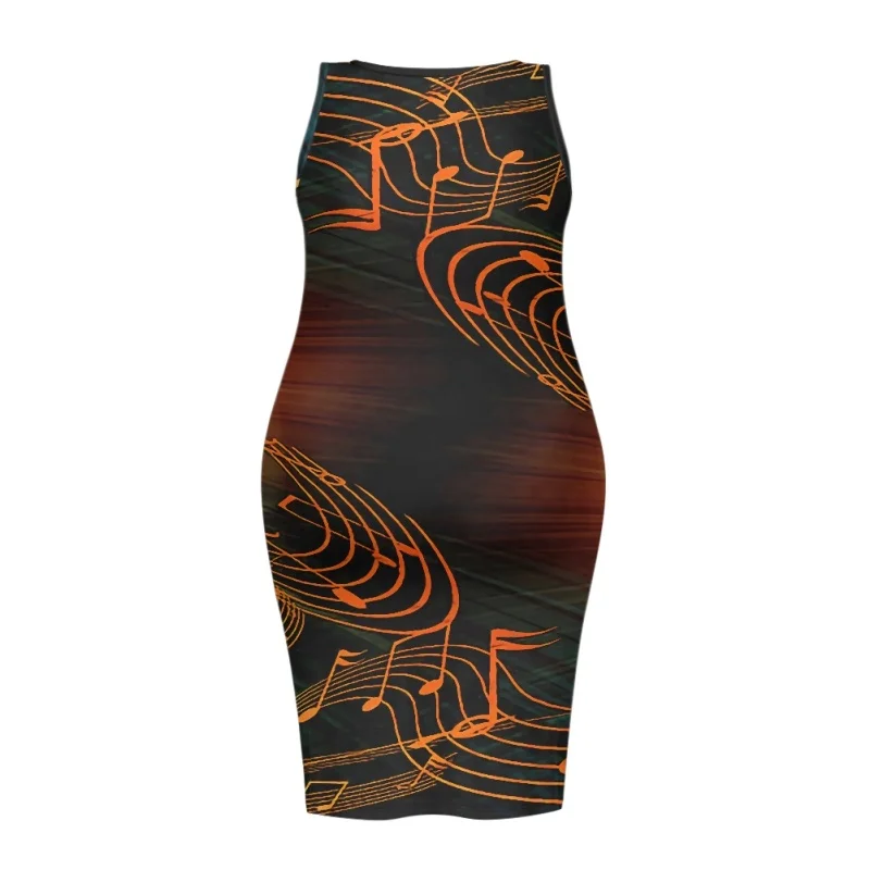 Vestido ajustado con estampado de notas musicales para Mujer, Vestido femenino Sexy sin mangas, Elegante, de verano, 2024