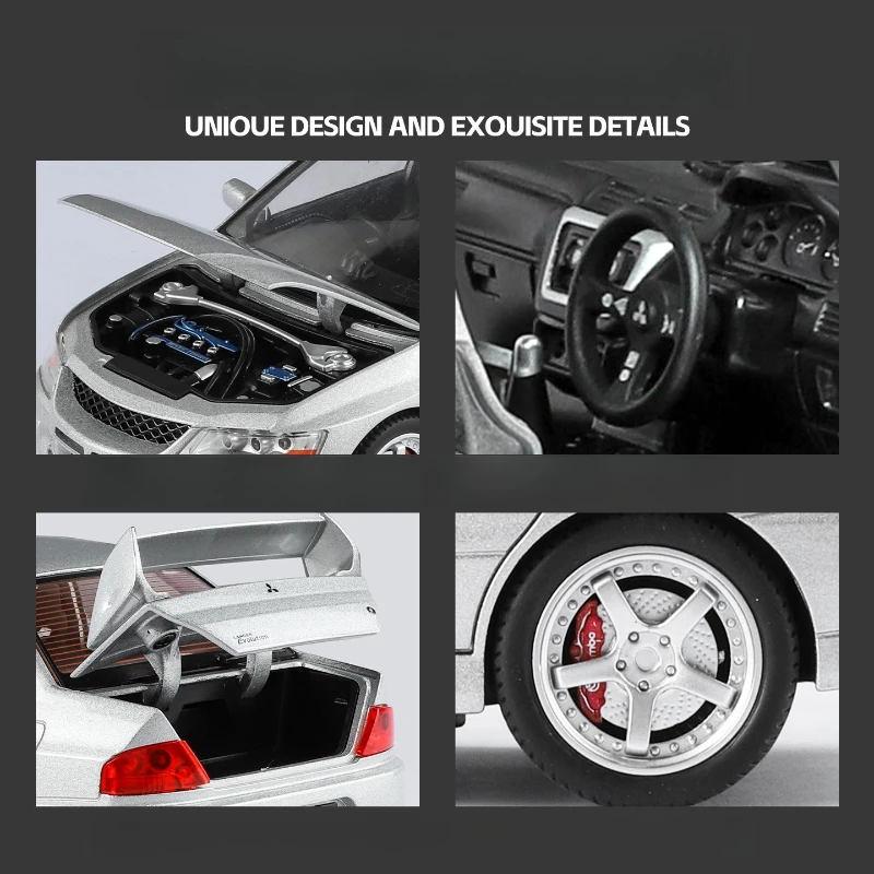 1:24 ランサー EVO IX EVO9 合金スポーツカー ダイキャストメタル プルバック サウンド＆ライト カーモデル キッズトイ ギフト