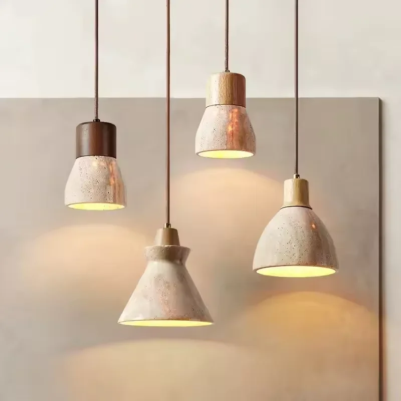 

Cave Stone Pendant Light LED Yellow Travertine Hanging Lamp For Kitchen Island Restaurant Bedroom Livingroom
