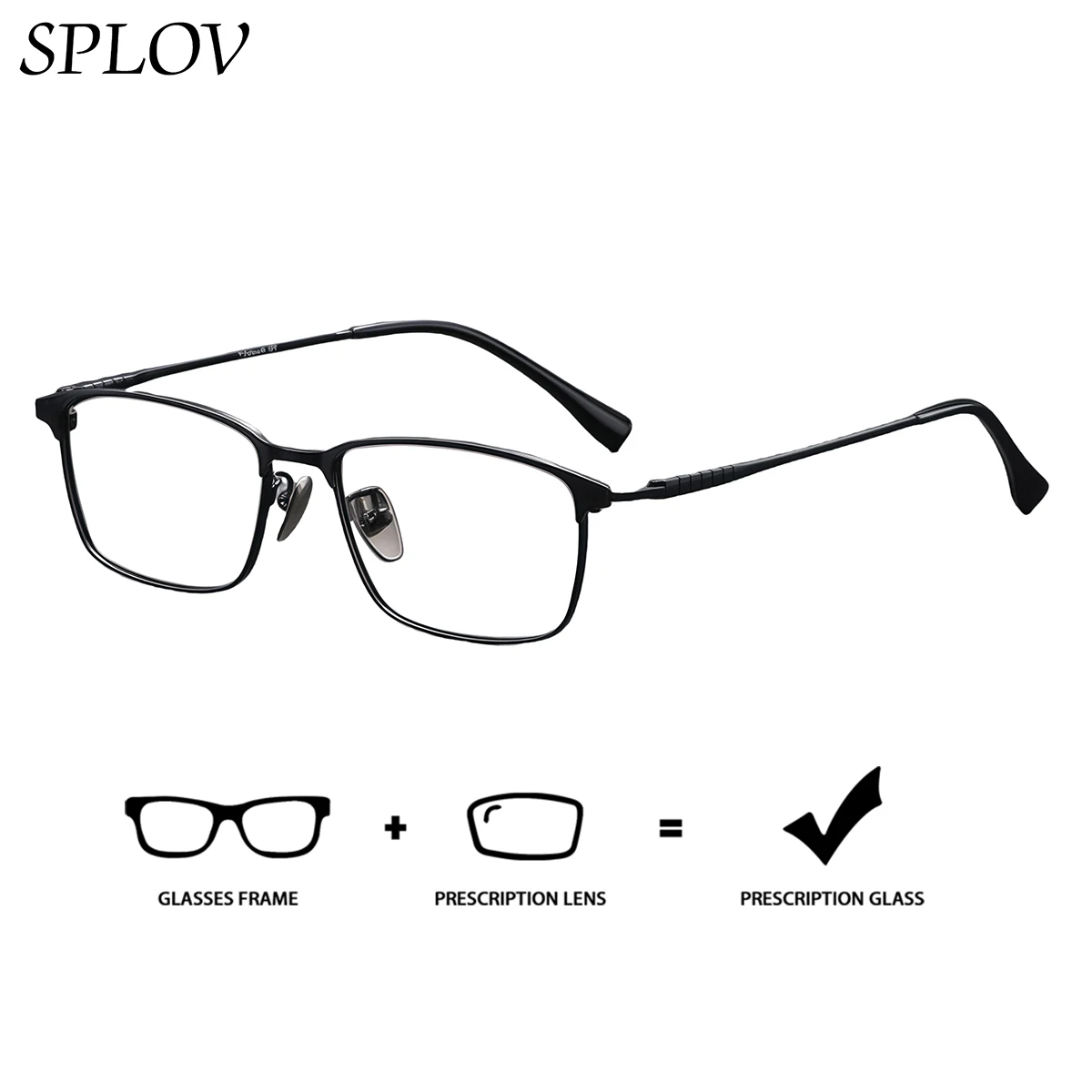 

SPLOV Rectangular Titanium Frame Prescription Sunglasses Professional Customized Anti Blue Light Multifocal Prescription Glasses