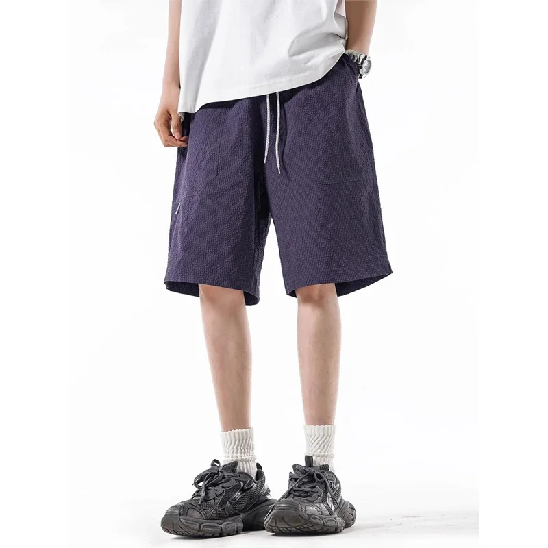 Verão americano moda waffle y2k shorts masculino hip hop moda esportes basquete bermudas ginásio baggy calças curtas retas