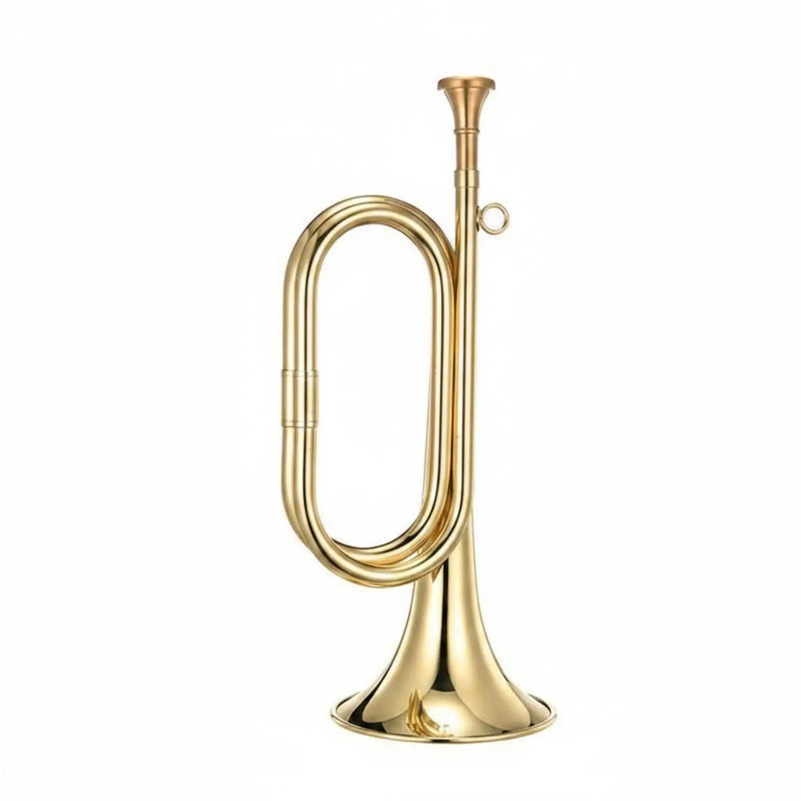 Brass Musical Horn Sturdy Looped Tubing Vintage Bugle Trumpet Band Alert for Beginner Student Practice