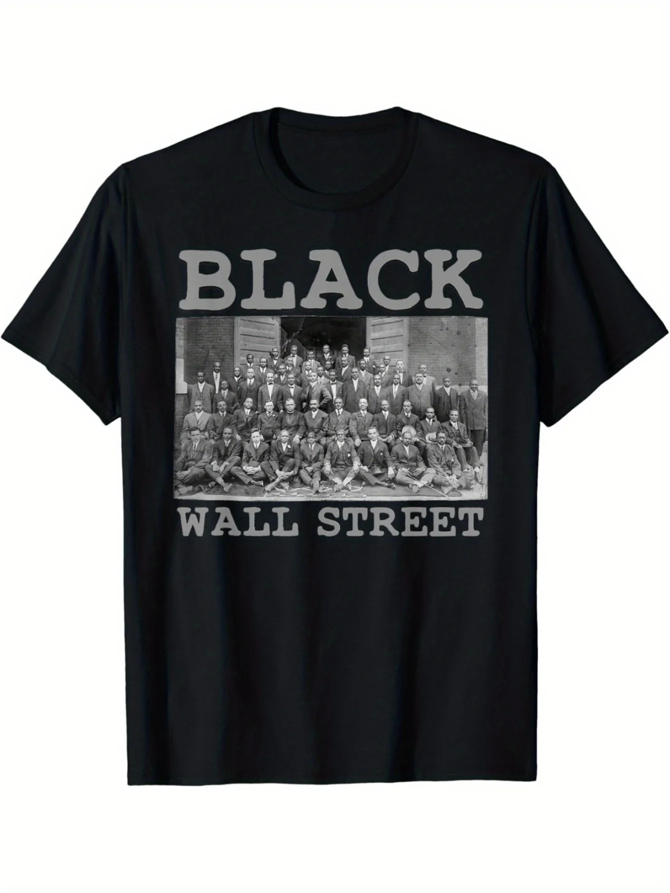 

Афро-американская деловая футболка Black History Black Wall Street, модная футболка с круглым вырезом и коротким рукавом