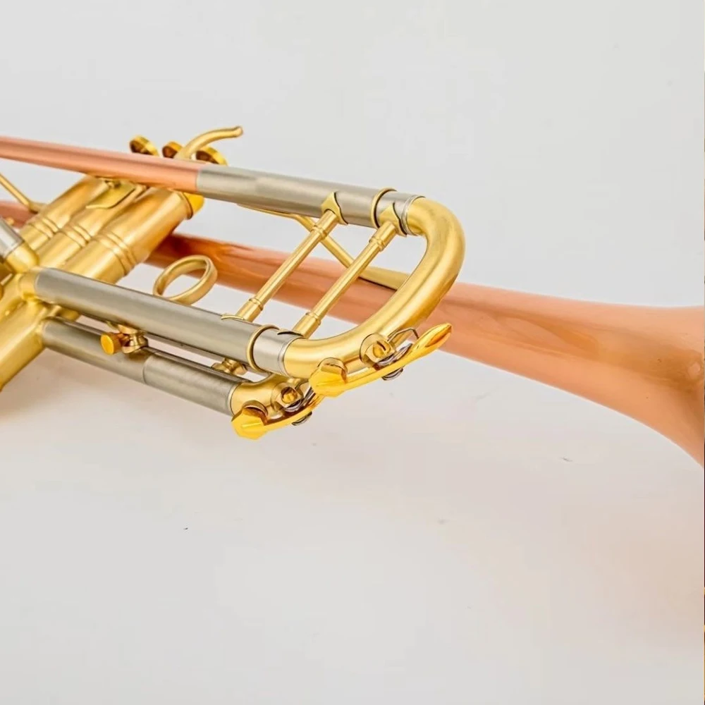 High-end trumpet tuning Bb professional playing antique bronze brushed three-color musical instrument with accessories