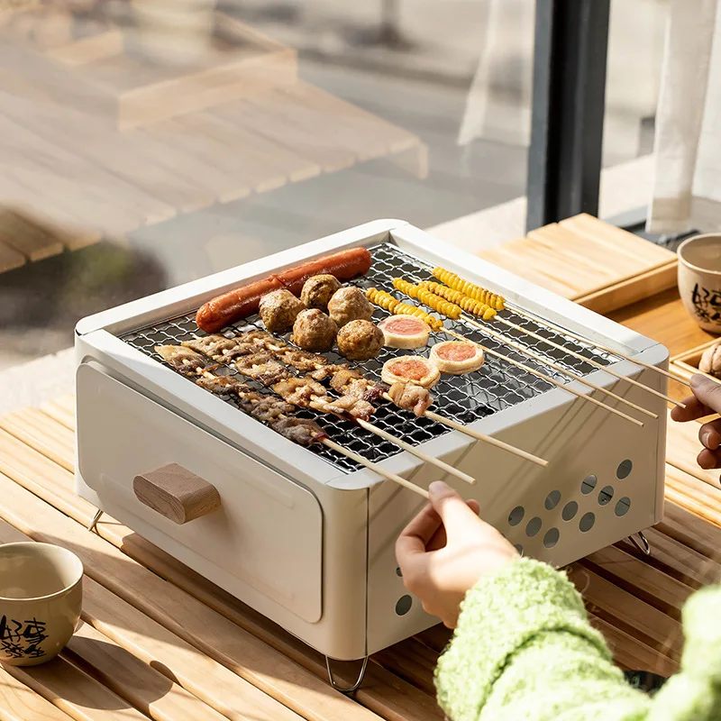 

Square barbecue stove Drawer Carbon Basin Boiling Tea Grilling Meat Fried Meat Charcoal Grilling Easy Carry bbq Grill Outdoor