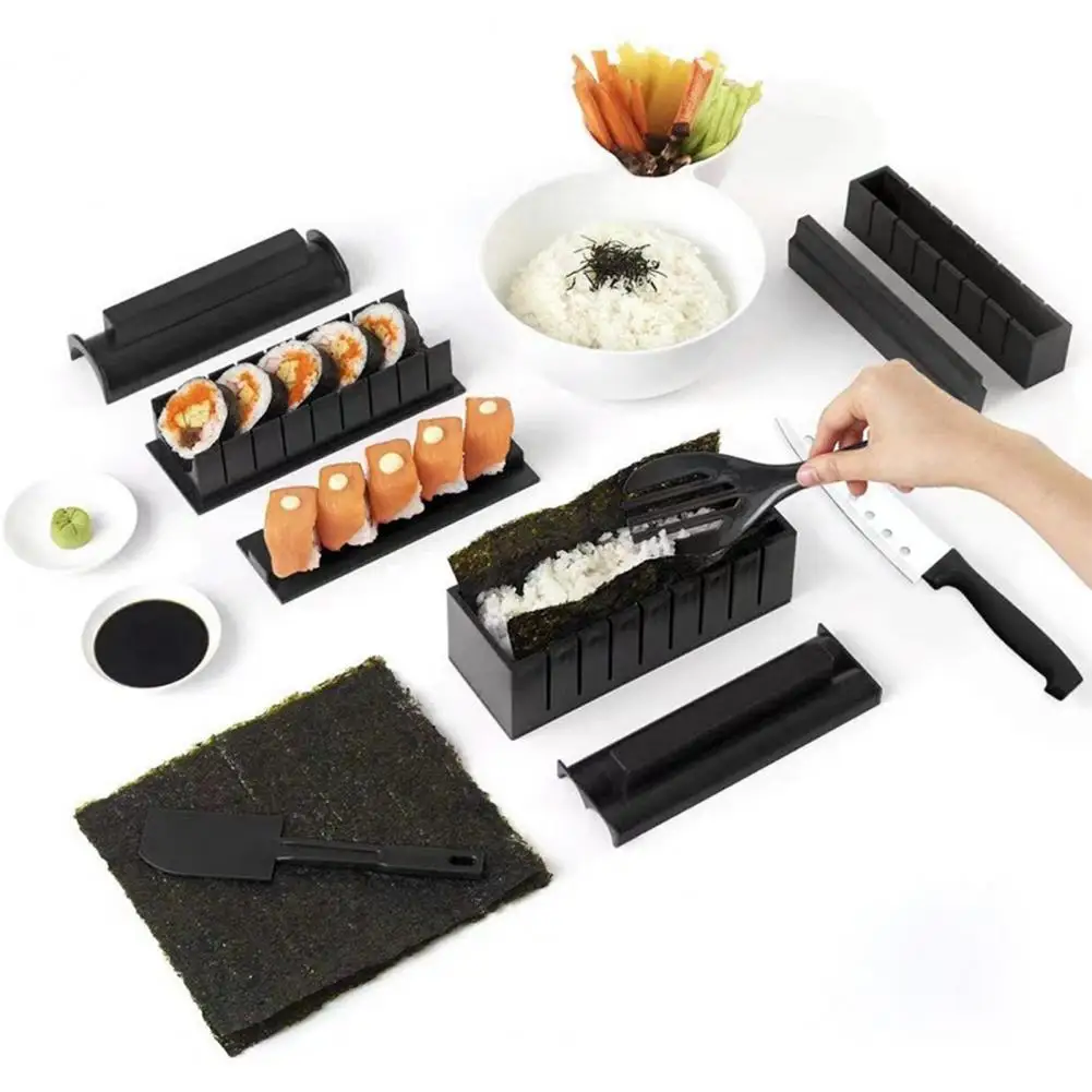 Molde para rollos de sushi, kit para hacer sushi de 10 piezas con 8 moldes de PP de calidad alimentaria, juego de moldes para hacer rollos de sushi, molde para prensar en casa para rollos fáciles de dar forma