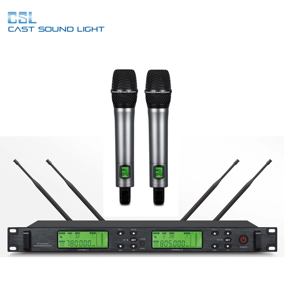 Professional True Diversity UHF wireless handheld microphone