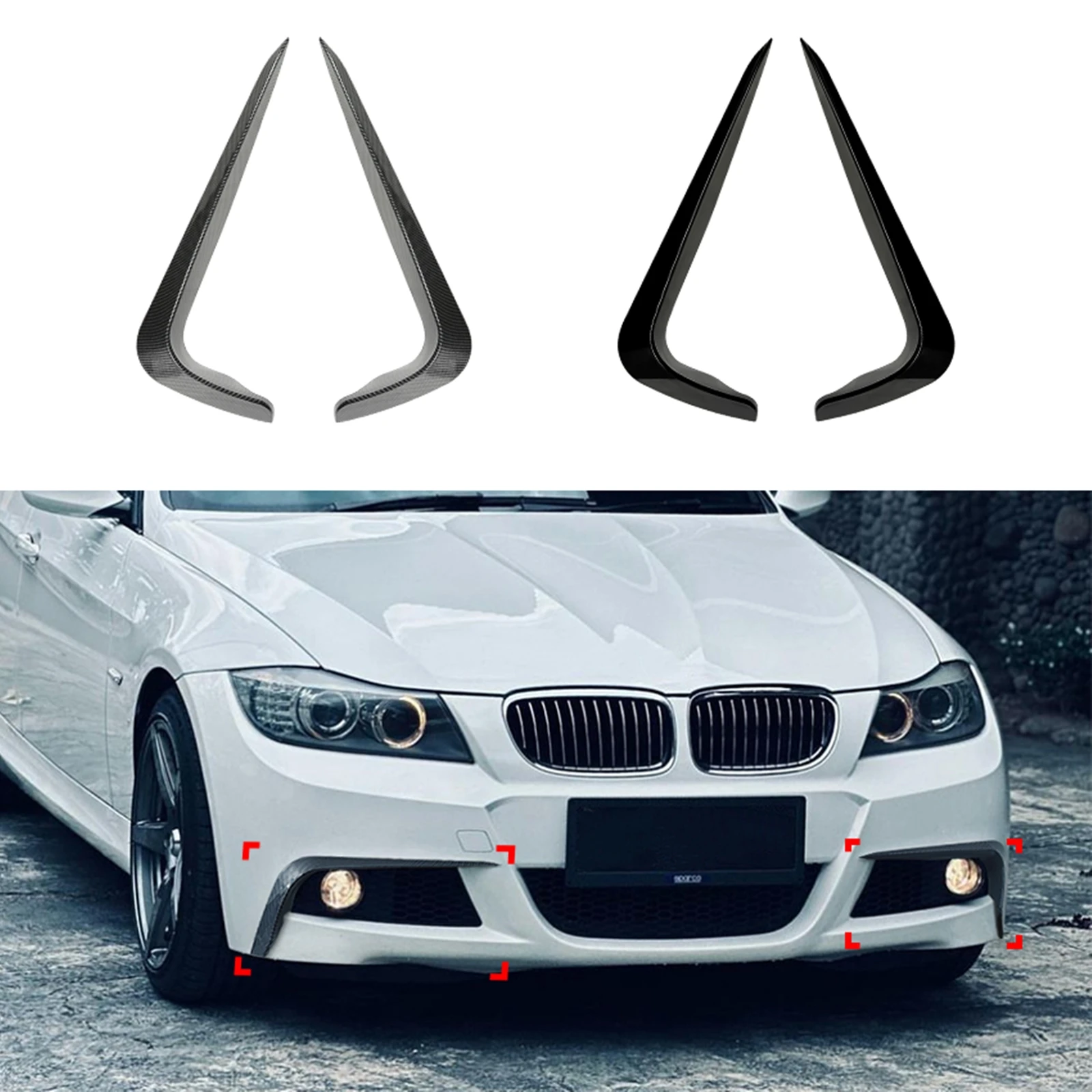 For BMW 3 Series E90 E91 LCI M Sport 325i 335i 2009-2012 Front Bumper Side Air Vent Fog Light Intake Frame Cover Trim Spoiler