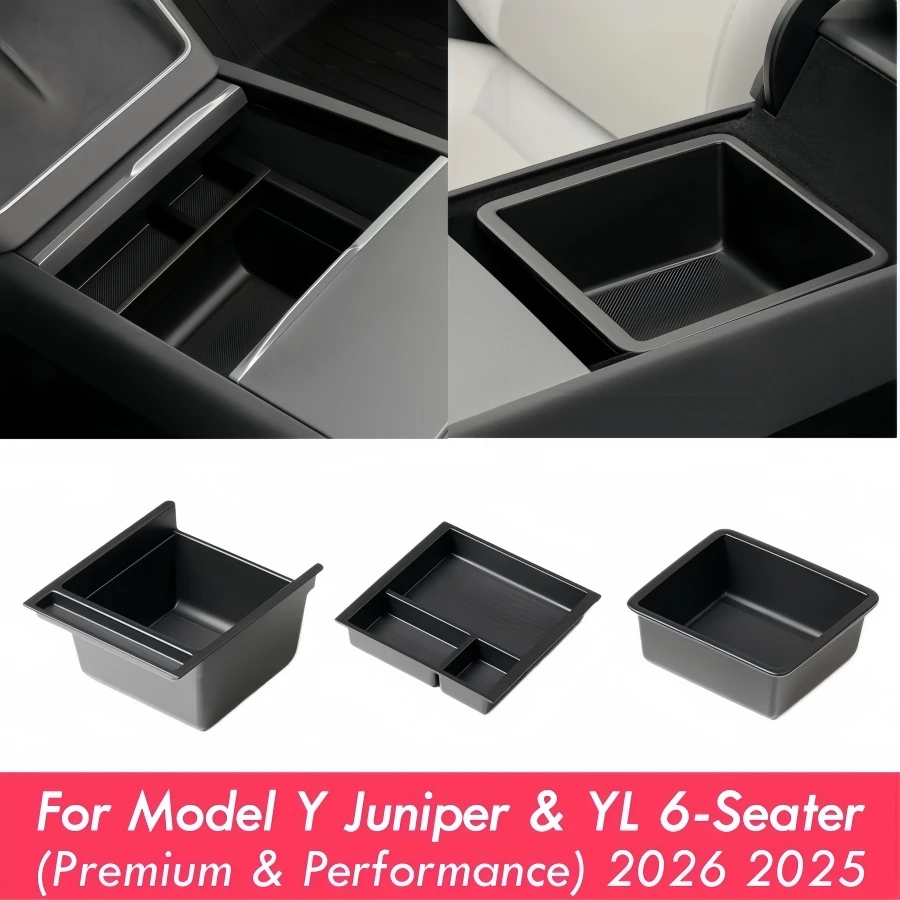 Organisateur de console centrale à motif original pour Tesla Model Y Juniper & YL 6 places 2026 2025 (Premium & Performance) Accoudoir