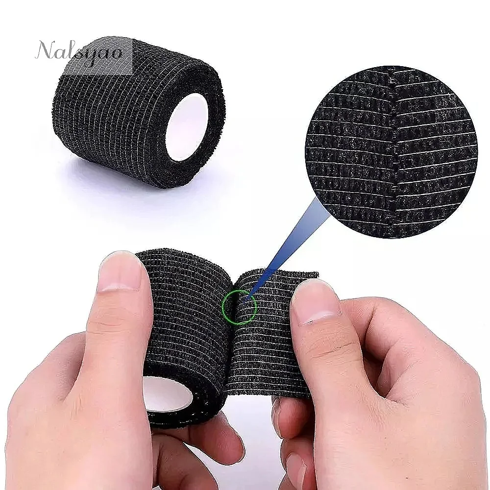 5/10/15/20 Black Tattoo Grip Bandage Cover Wraps Nonwoven Waterproof Self Adhesive Finger Protection Tattoo Accessories