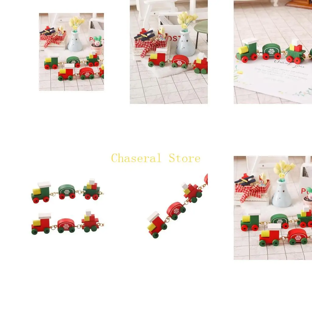 

E7CE 1:12 Mini Train With Snowflake Pattern Doll House Christmas Decoration Christmas Train Carriage Doll House Furniture