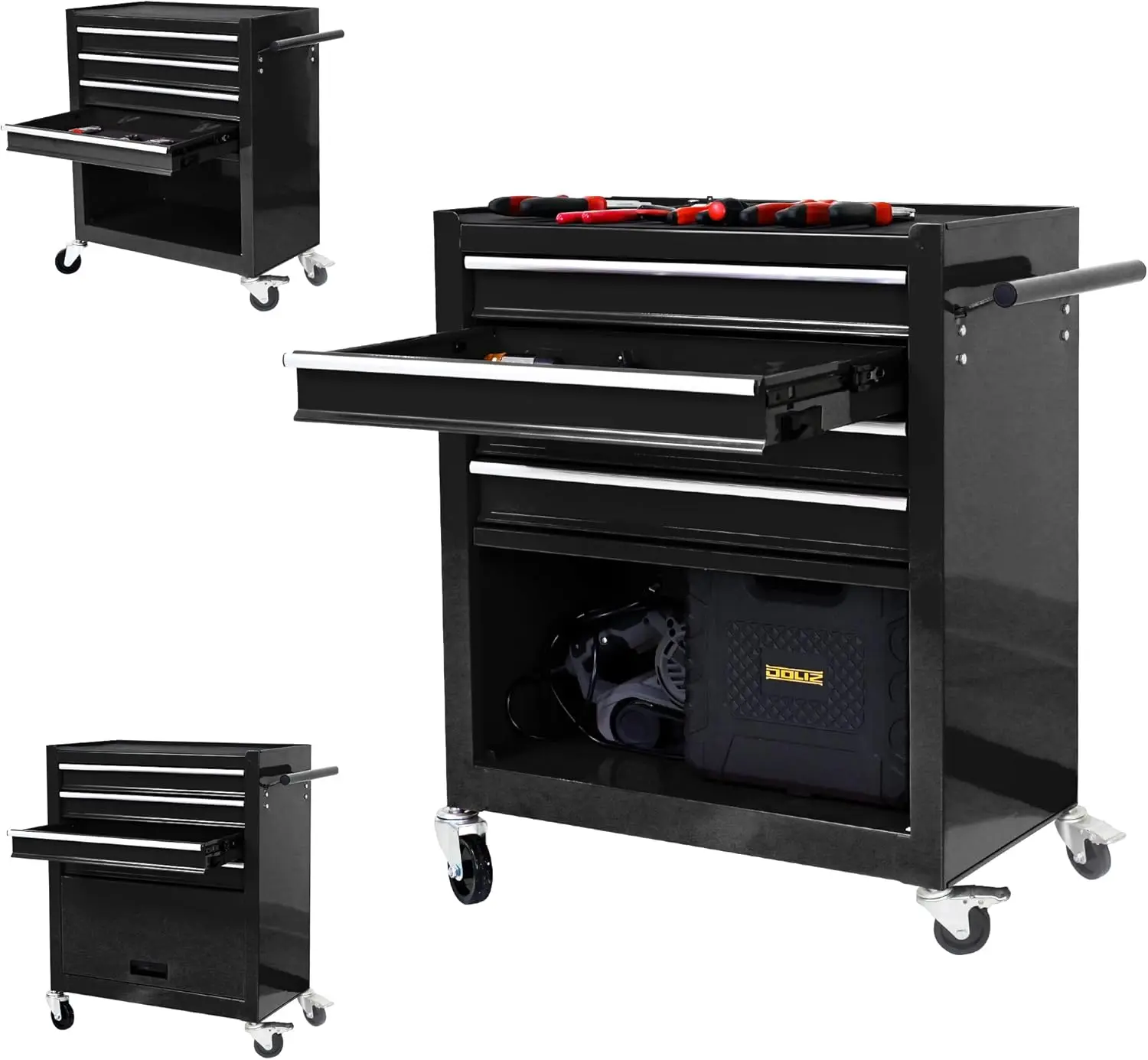 

Rolling Tool Chest, 4-Drawer Rolling Tool Box With Interlock System And Wheels For Garage, Warehouse, Workshop, Repair Shop