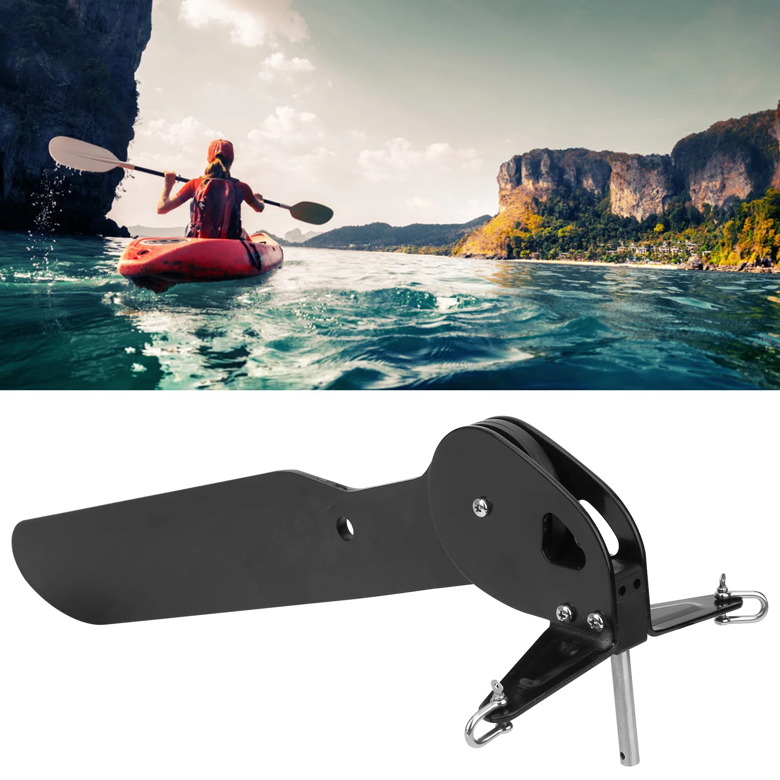 Kit de timón de cola de Kayak de plástico, paleta de cola portátil resistente al desgaste para canoa, bote inflable