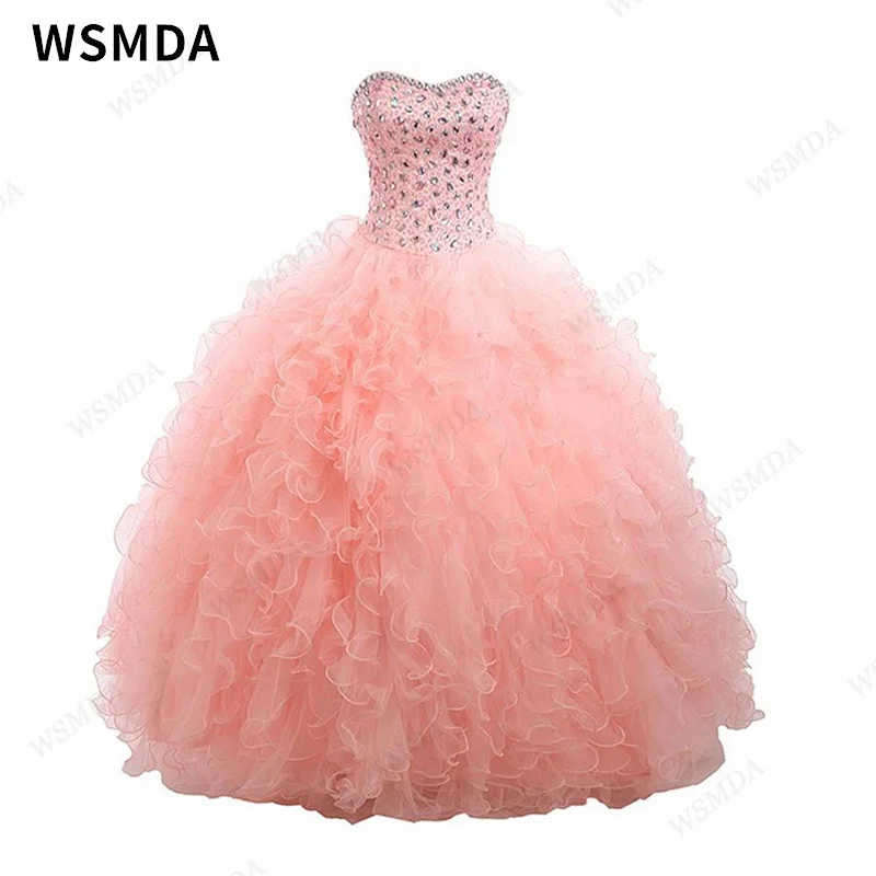 

Ruffle Organza Prom Ball Gown Rhinestones Beaded Sweetheart Lace-up Floor Length Quinceanera Gown