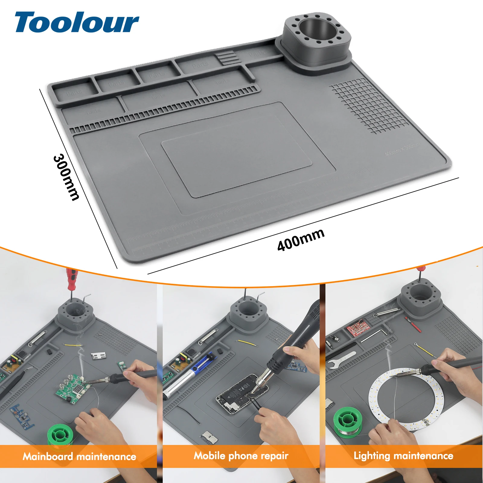 

Силиконовый паяльный коврик Toolour, термостойкий 500г. ° C/932 ° F Изоляционный силиконовый ремонтный коврик для ремонта печатной платы сотового телефона, ноутбука